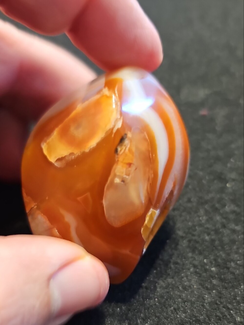 Polished Carnelian Agate Geode Specimen - Orange & White - Picture 6 of 10
